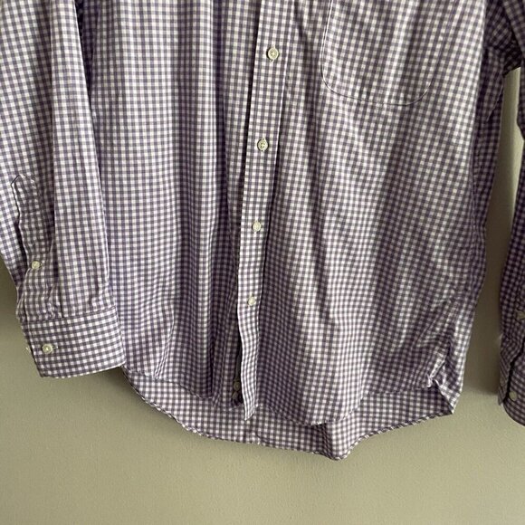 Nordstrom Mens 16 32-33 Purple/White Gingham Button Down Long Sleeve Dress Shirt - Picture 2 of 9